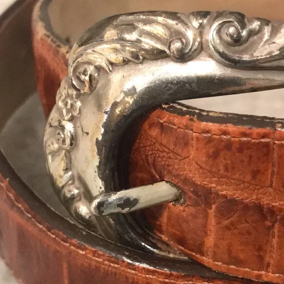 Vintage Brighton Leather Belt Women's Size M 30 Silver Heart #42907 Made in USA - Picture 7 of 7